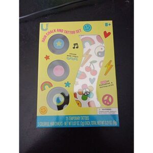 3 Colors Hair Chalk & Tattoo Set Girls